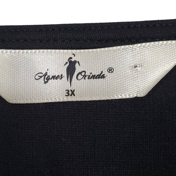 Agnes Orinda Size 3X Blouse Sheer Heart Puff Sleeves V Neck Twisted Front Flowy - Picture 8 of 13